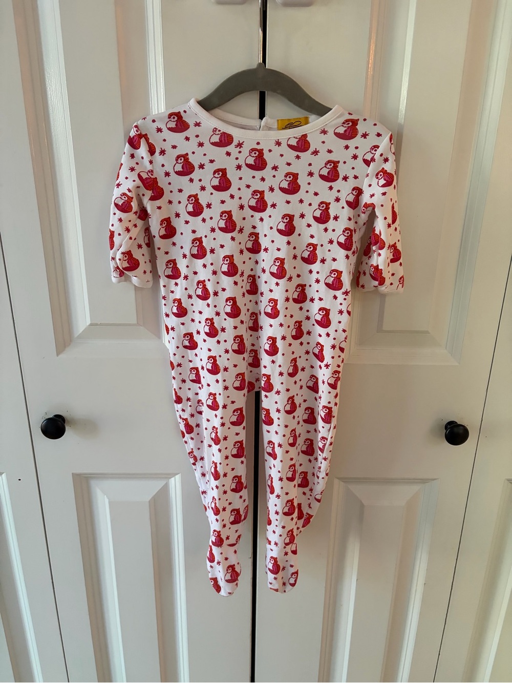 Roberta Roller Rabbit Baby Onesie Pajama Red/Pink Snowman
